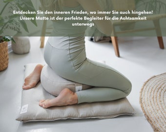 Spirit Love Matte Bio Buchweizenschalen Meditationsmatte Yogamatte Zabuton Zen aus Leinen Meditation Matte Quadrat anpassbar 70x70cm