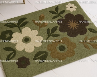 Handgetufteter Blumenteppich Handgefertigte Blumenteppiche für Wohnzimmer, Schlafzimmer, Wohnkultur
