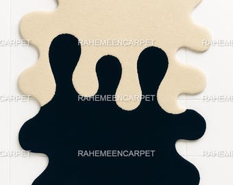 Alfombra irregular hecha a mano de lana azul y blanca para dormitorio, sala de estar y decoración del hogar. Tamaño personalizado: 7 x 10, 8 x 10 y 9 x 12.