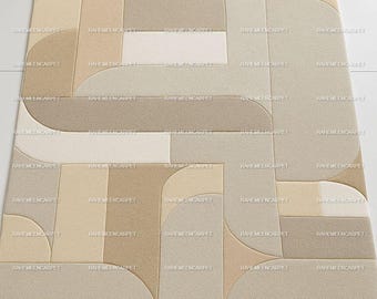 Hand-Tufted Wool Area Rug, Modern Geometric Design