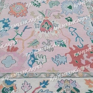 Pink Modern Oushak Rug 100% Wool Area Hand Knotted Handmade Oushak Rugs for Living room Bed room Home Decor 8x10, 9x12, 10x14, Rug