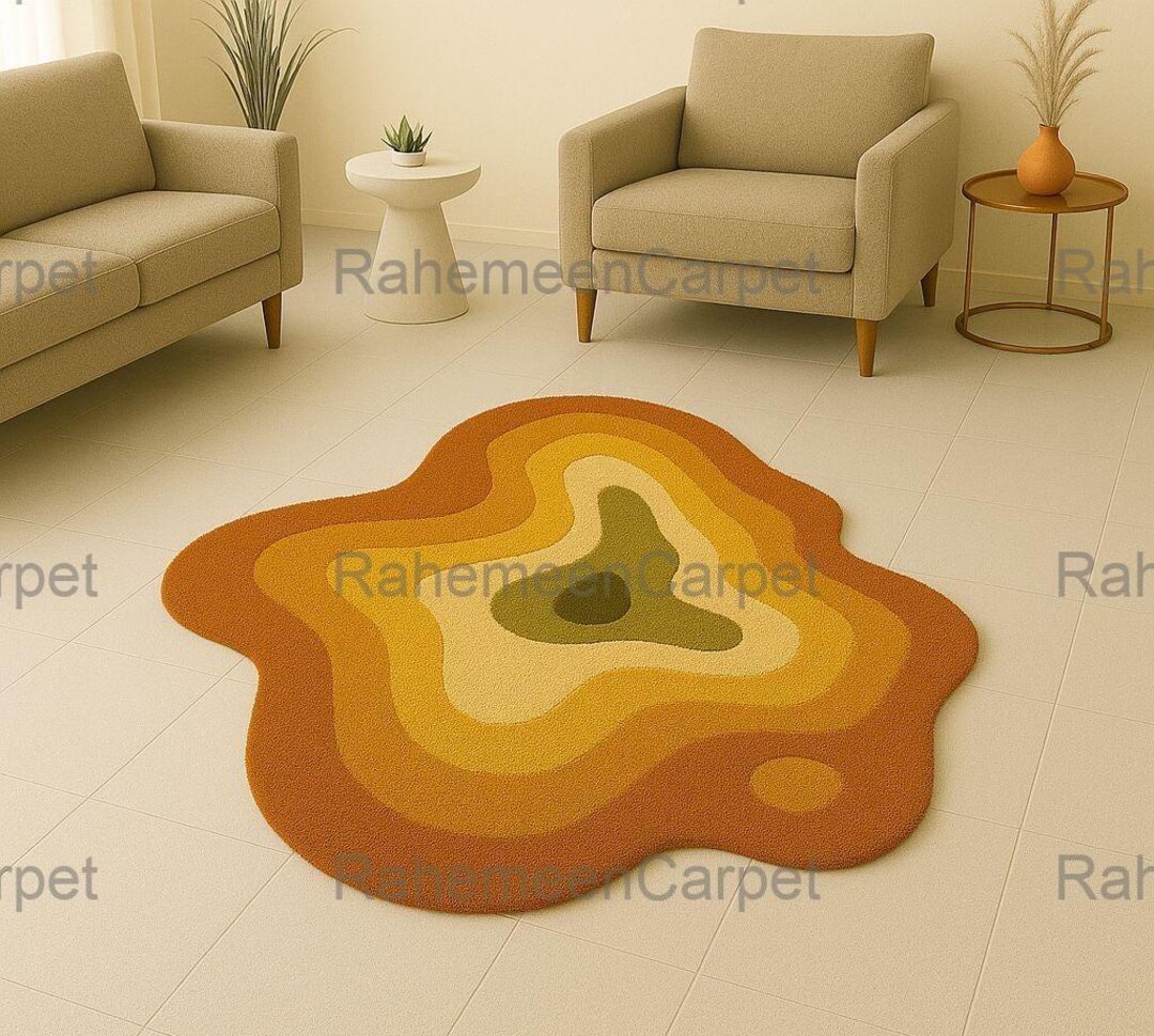 Irregular Are Rug Hand-tufted Wool Rug, Irregular Shape Modern Area Rug - Etsy