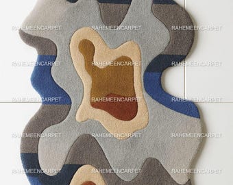Tapete tufado à mão em formato irregular, tapetes abstratos modernos feitos à mão para sala de estar, quarto, decoração de casa, tamanho personalizado 5X8, 6X9, 7X10, 8X10, tapete