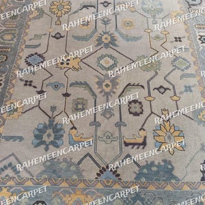 Pastel Oushak rug Hand Knotted Rug Handmade Modern Oushak rug Wool area rug muted oushak rugs for Living room Bed room 7x10, 8x10, 9x12,