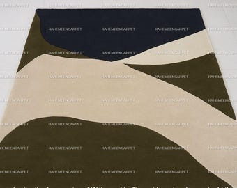 Modern Abstract Wool Area Rug, Hand Tufted Contemporary Decor, 8x10