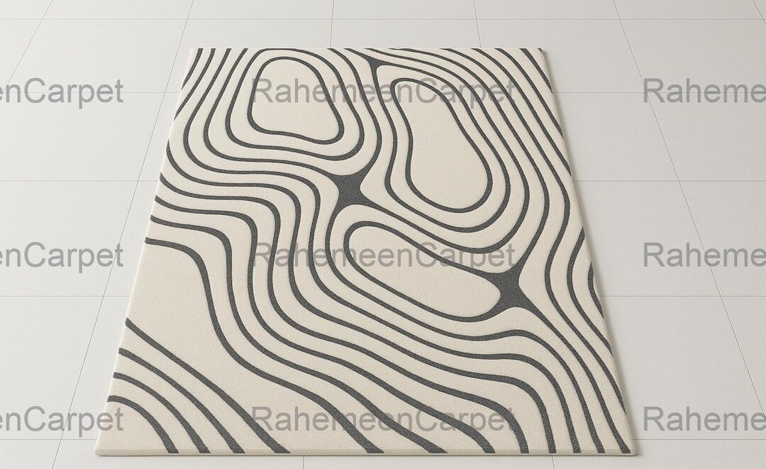 Hand Tufted Wool Area Rug, Modern White Minimalist Carpet for Living ...