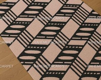 Modern abstrakt handtuftad geometrisk matta handgjord 100 % ullmatta för vardagsrum, sovrum, heminredning, specialanpassad matta 5x8, 6x8, 6x9, 7x10