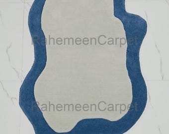 Hand-Tufted Wool Area Rug Irregular Shape Rug Handmade Modern Rugs for Living room, Bedroom,
