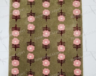 Flower Hand Tufted Rug Pure Wool Area Floral Rugs for Living room Bed room Kids room