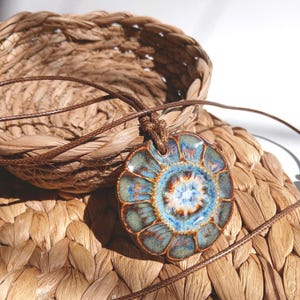 Handmade Ceramic Pendant Necklace: Sea-Inspired Boho Charm