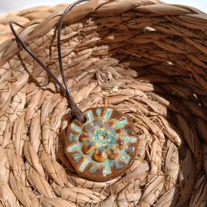 Handmade Ceramic Pendant Necklace: Sea Inspired Boho Jewelry