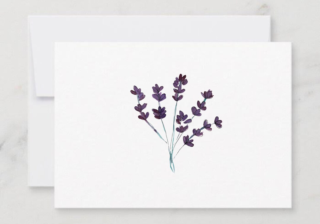 Printable Lavender Watercolor Blank Card - Etsy