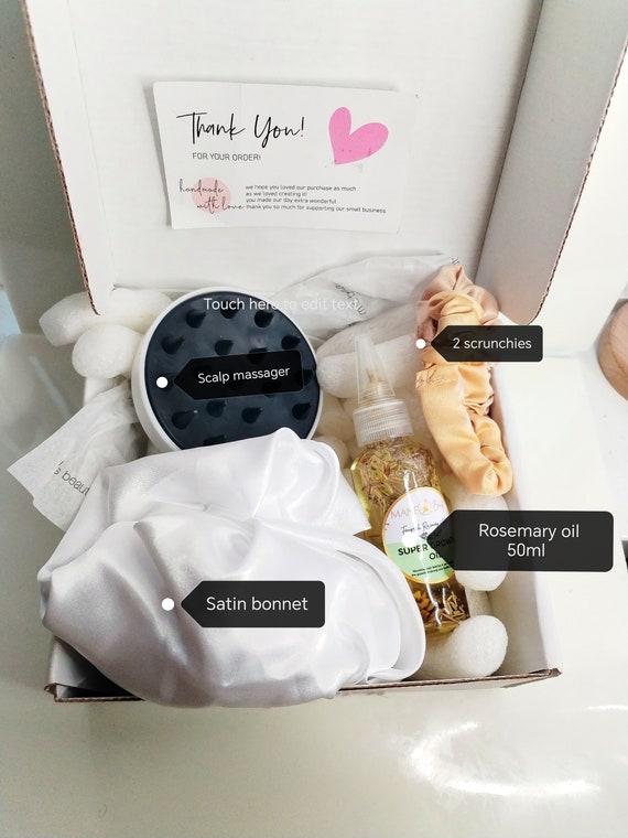 Hair Growth Gift Set: Rosemary Oil, Scalp Massager, Satin Bonnet & Scrunchies