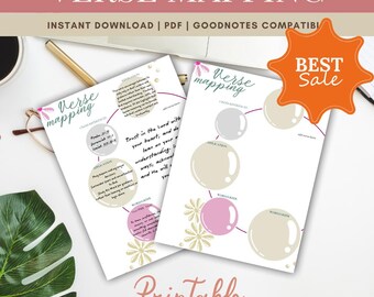 Verse Mapping Printable: Bible Study Journal Template (Digital Download)