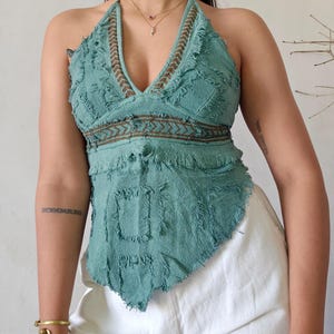 Natural muted zade halter top