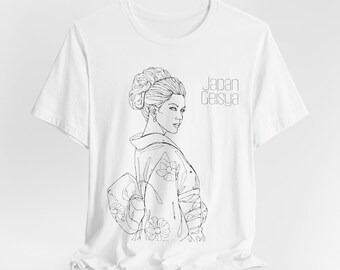 Geisha Line Art T-Shirt, Japanese Minimalist Graphic Tee, Traditional Nippon Fashion, Unique Art Gift, Unisex Japanese Culture Shirt