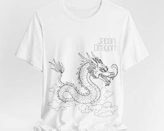 Japanese Dragon Line Art T-Shirt, Minimalist Nippon Graphic Tee, Mythical Japan Art Shirt, Unisex Modern Fashion, Unique Gift Idea