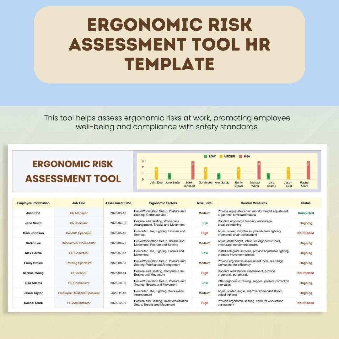 Ergonomic Risk Assessment Tool HR EXCEL Template HR Template Etsy