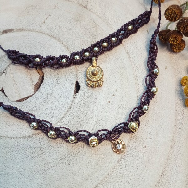 Boho Choker| Bohemian Necklace| Spiritual Jewelry | Ethnic Jewelry | Micro Macrame | Natural Stones | Gypsy | Unique Gift for Women