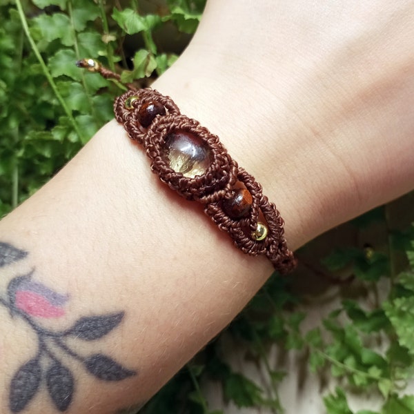 Citrinite Quartz Macrame Bracelet | Spiritual Jewelry | Ethnic Jewelry | Micro Macrame | Natural Stones | Gypsy | Unique Gift for Women
