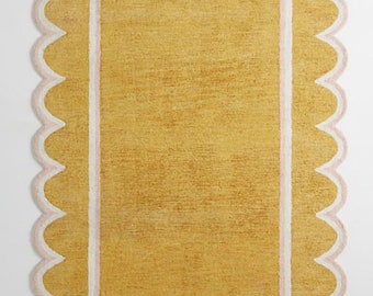 New Scallop Hand Tufted rug Multi Designer Wool scallop Rug 3x5 5X8 8X10 9X12 Fine Woolen Oriental or Oushak Thick Retro Area Rug