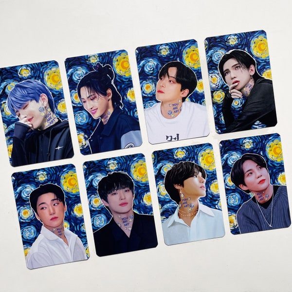 Ateez x starry night “you are art“ photocards - Ateez fanart kpop digital art photocards - ot8