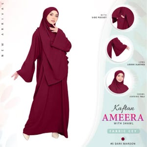 Muslim Abaya Set: Cey Crepe Dress with Hijab Shawl