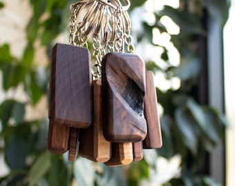 Unique Keychain | Walnut Wood Keychain | Keyring Gift