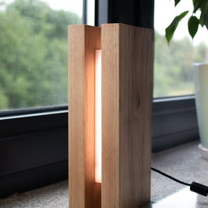 Walnut  LED Two Panel Lamp | Handmade Desk Lamp | LED Lamp | Modern Lamp | Unique Lamp Design |