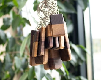 Handmade Keychain |Walnut Oak Wood Keychain | Keyring Gift