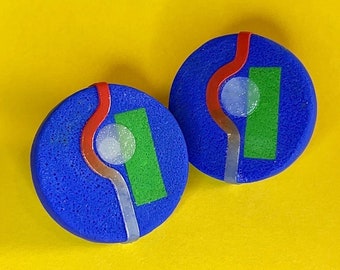 3D granulated earrings| Geometric & colorful earrings | art | polymer clay