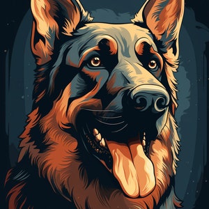 Dog Graphic German Shepherd Vector Art PNG, Digital Files, Commercial Use, Digital Download, Print at Home