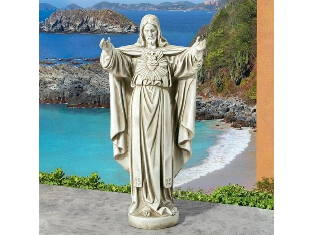 Jesus Christ Garden Statue Natural Granite Resin Lightweight Etsy