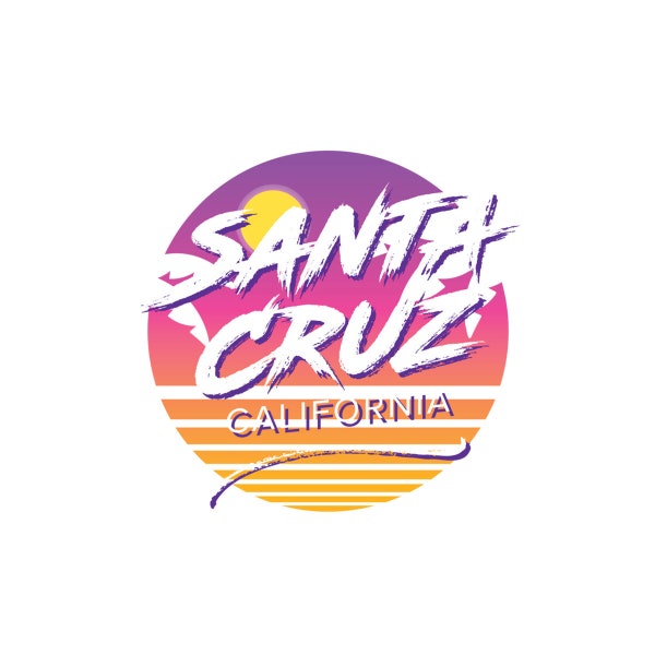 Santa Cruz California Fun 1980s Tropical Graphic Digital PNG