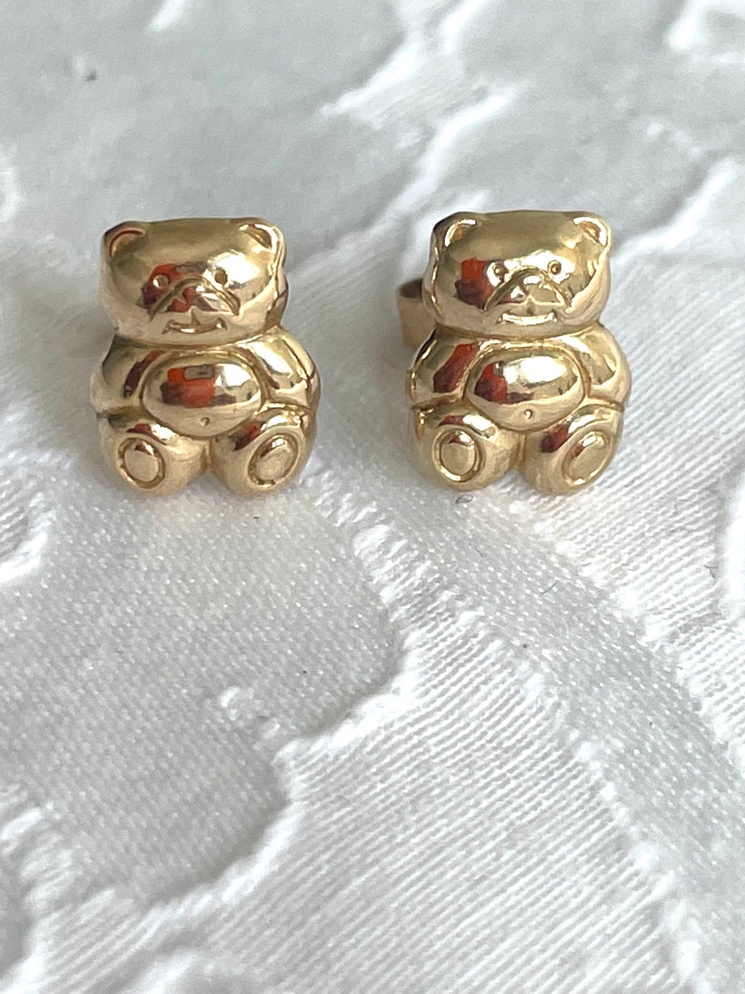9ct Gold Teddy Bear Stud Earrings Etsy
