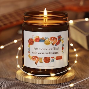 Scented Soy Candle Knitter Gift, Christmas Gift for Knitter, Knitting Gif. Warm Knit Quote Candle Gift