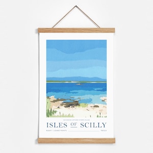 Tresco Beach Art Poster | Isles of Scilly, Cornwall | Original Paperart A4 Print | Unframed
