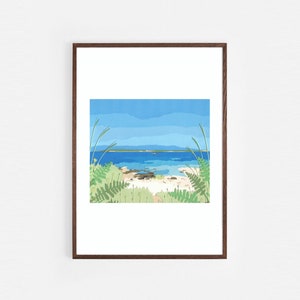 Tresco Beach Art Print | Isles of Scilly, Cornwall | Original Paperart A4 Print | Unframed