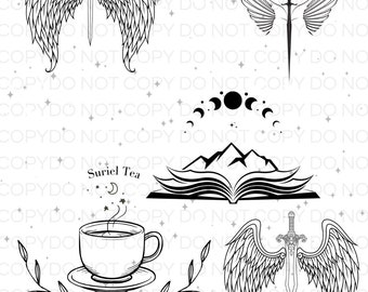 ACOTAR Booktok png SET The Night Court Bookish Gift, Terrasen Print Shirt, Book Lover Gift, Book Lover Design Png