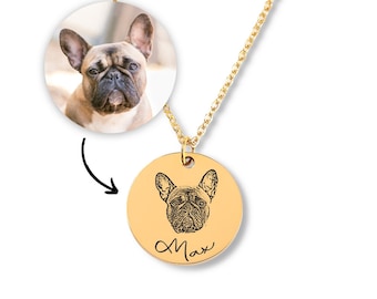 Custom Pet Memorial Portrait Necklace | Personalized Dog Mom Gift - Create a Lasting Tribute with our Custom Pet Memorial Necklace