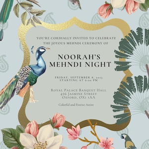 Digital Floral Mehndi Invitation Card template and Video for Indian Mehndi Pakistani Muslim Wedding Nikkah Invitation