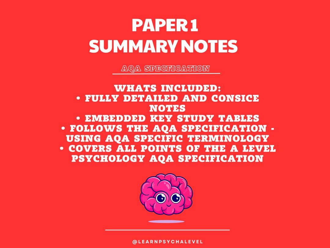 AQA A Level Psychology Detailed Notes - Paper 1 - Etsy