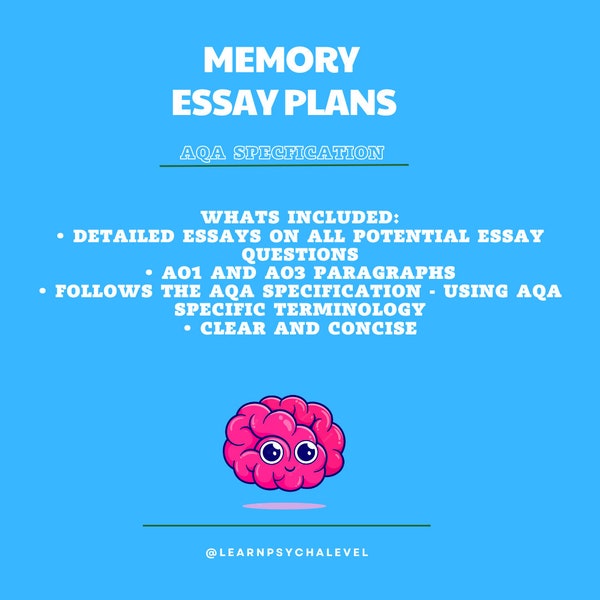 AQA A Level Psychology Detailed Essay Plans - Memory (A*)