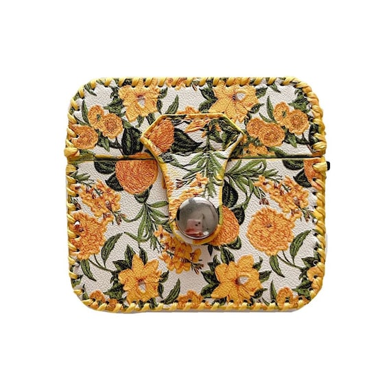 Floral Leather AirPods Case | Button Lock Design | Fits All Models
