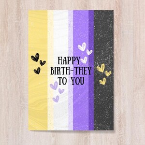 Birthday Card for Non-Binary Friend, Wish Card for Enby Friend, Happy Birth-They Card, Printable Nonbinary Birthday Card, Queer Birthday