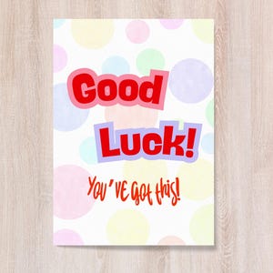 Good Luck-kaart met stippen, veel succes met het examen, print een wenskaart voor geluk, veel succes met een nieuw hoofdstuk, stippen, je hebt deze kaart