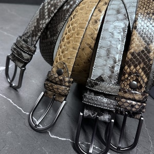 Handmade Python Leather Men&#39;s Belt: Limited Edition Luxury Snake Skin