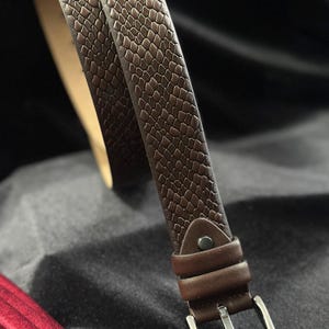 Italian Leather Snake Skin Belt - Brown, Black, Tan Colors. Personalized Gift. image 8