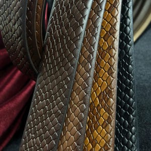 Italian Leather Snake Skin Belt - Brown, Black, Tan Colors. Personalized Gift. image 5