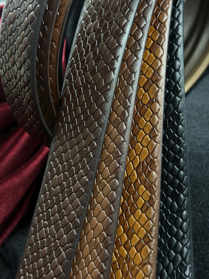Italian Leather Snake Skin Belt - Brown, Black, Tan Colors. Personalized Gift. image 5